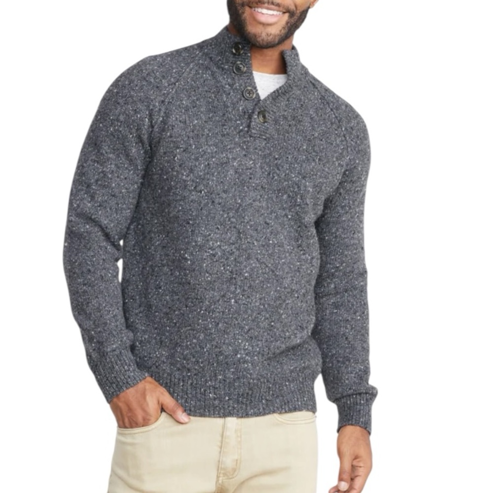 Marine Layer Filmore Fisherman Heathered Gray Sweater Size Men’s Medium